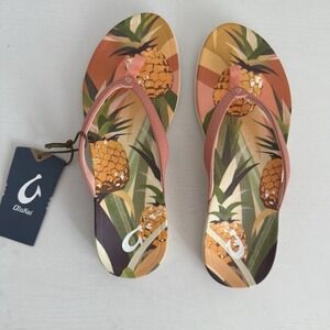Olukai Ho'Opio Hau Sandals Women's Size 10 Shell Coral Flip Flop Thong Comfort